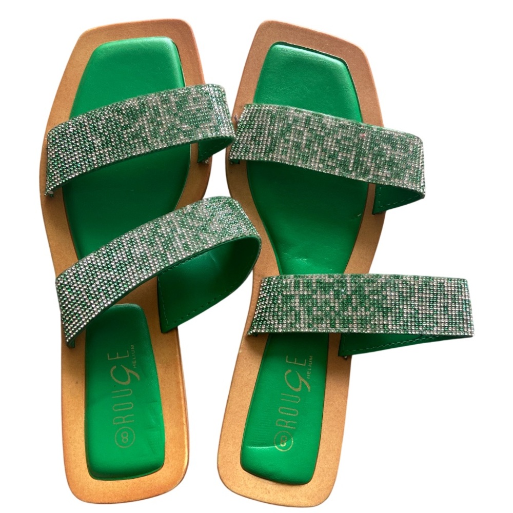 Rouge Helium Rhinestone Sandals Green Size 8